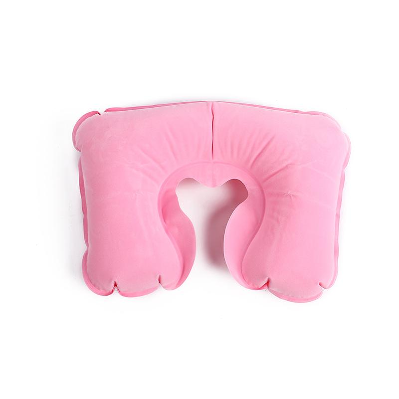 

Надувная U-образная подушка для шеи, мягкая флокированная подушка из ПВХ, удобная подушка для путешествий, офисная домашняя воздушная подушка, подушка для сна, моющаяся 44x27cm