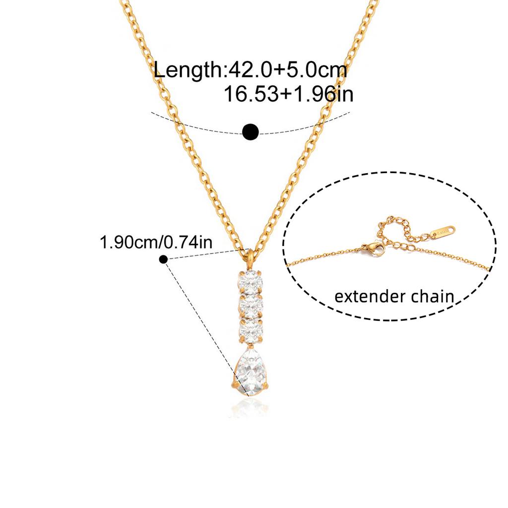 Yori Wodoodporny Stal Nierdzewna Biały Łza Cyrkonia Kübik Naszyjnik z Łańcuszkiem O Modna Biżuteria Bijoux Femme