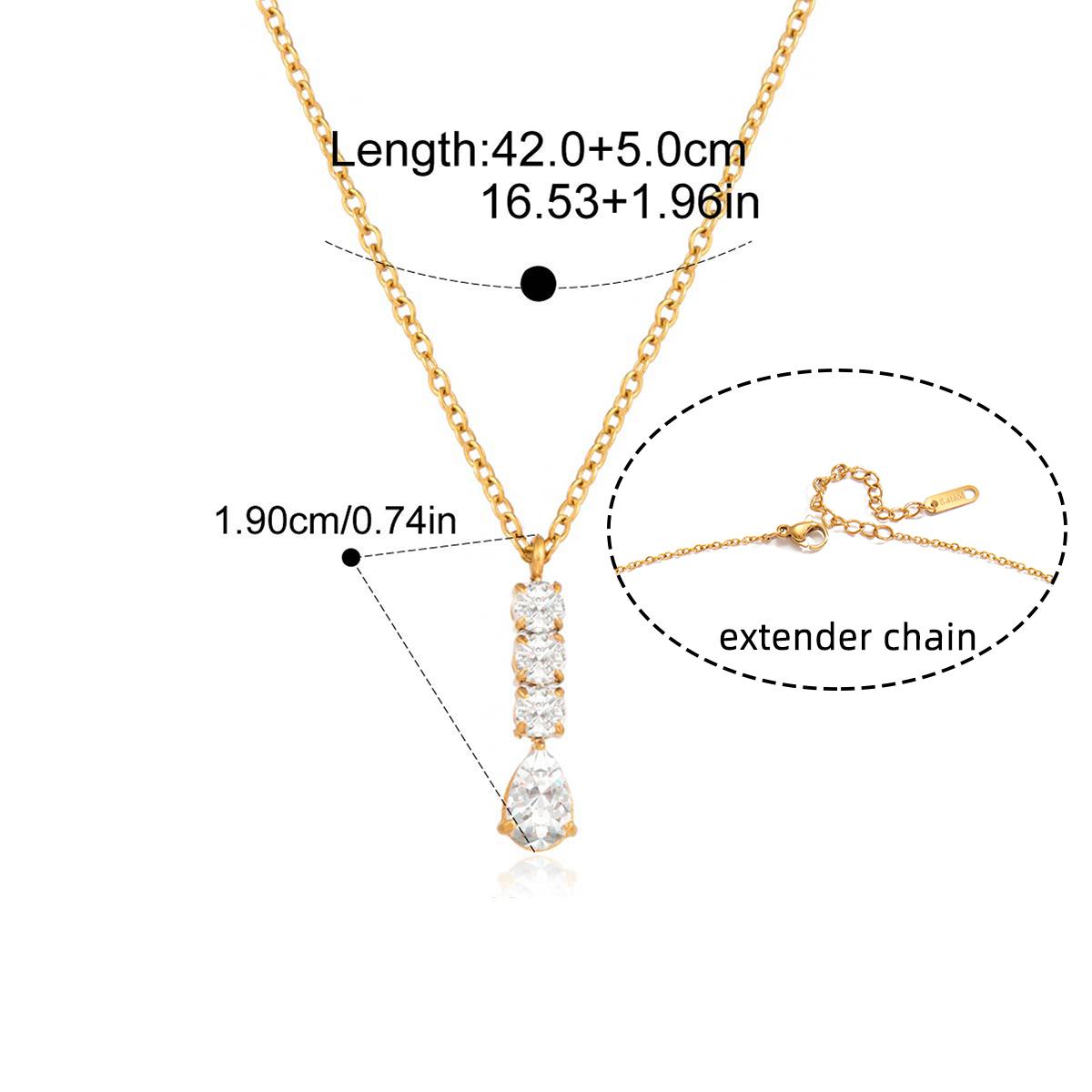 

Yori Waterproof Stainless Steel White Teardrop Cubic Zirconia Pendant O-chain Necklace Fashion Jewelry Bijoux Femme