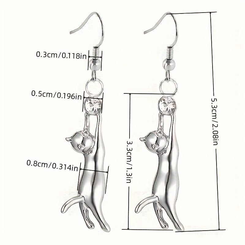 

Металлические висячие серьги с милым котом, милые элегантные стильные медные украшения, очаровательные женские серьги серебряный