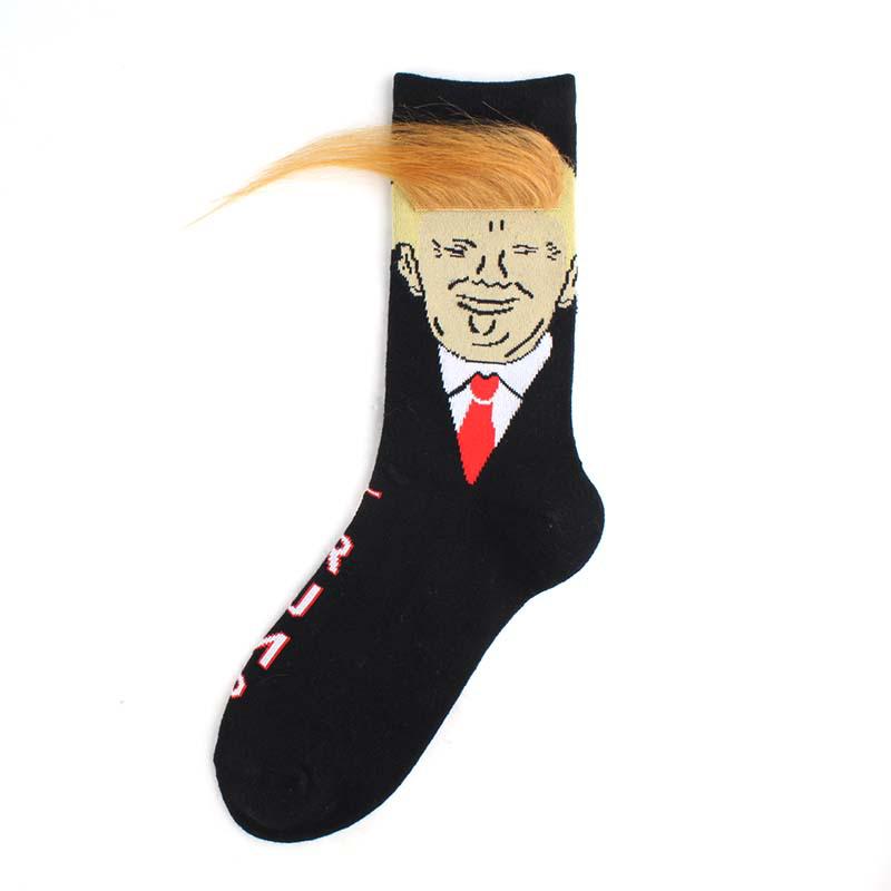 Unisex Funny Print Ponožky pro dospělé pro volný čas Crew 3D Ponožky pro posádku s falešnými vlasy Hot Sale Hip Hop Skateboard Sock