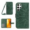 HT04 For Samsung Galaxy S24 Ultra Case Sunflower Imprint Leather Phone Cover with Shoulder Strap