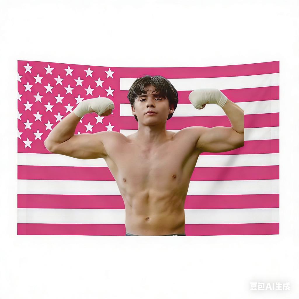 JJacob EElordi Fan Art Pink USA Flag Tapestry Multiple Character Portrait Print Perfect Gift For Fans Ideal For Dorm Bedroom