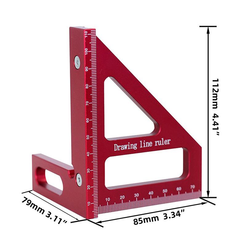 Precision Aluminum Alloy Miter Triangle Ruler 45°/90° Woodworking Square Protractor 3D Multifunctional Measuring Toolsolss