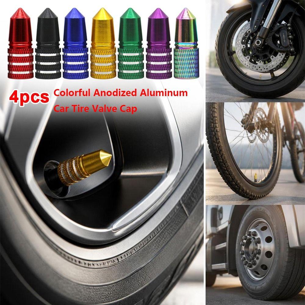 4pcs Anti Rust Anodized Tire Valve Caps Motorcycle Electric Vehicle Valve Core  for Car SUV Truck