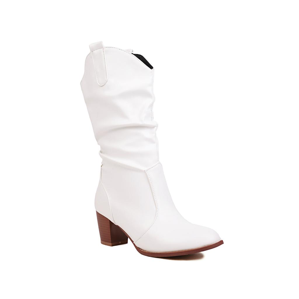 Large Size - Medium Short Boots High Heel Women's Boots Winter Boots Martin Boots Round Head Knight Boots Thick Heel