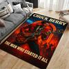 Music Legend Area Rug, Chuck Berry Rock Red Suit Guitar Stage Crowd Poster Print, Rock and Roll Decor, Non-Slip Mat