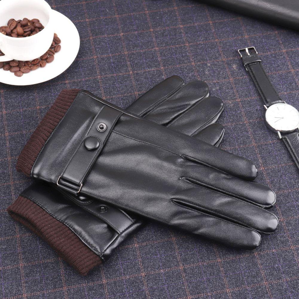 Accessories Solid Color Full Finger  Gloves Plus Plush Korean Style Mittens Men Gloves