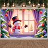 Winter Banner Holiday Design Christmas Decoration Banner Snowman Banner Green Pine Branches For Seasonal Decor Winter Home Party