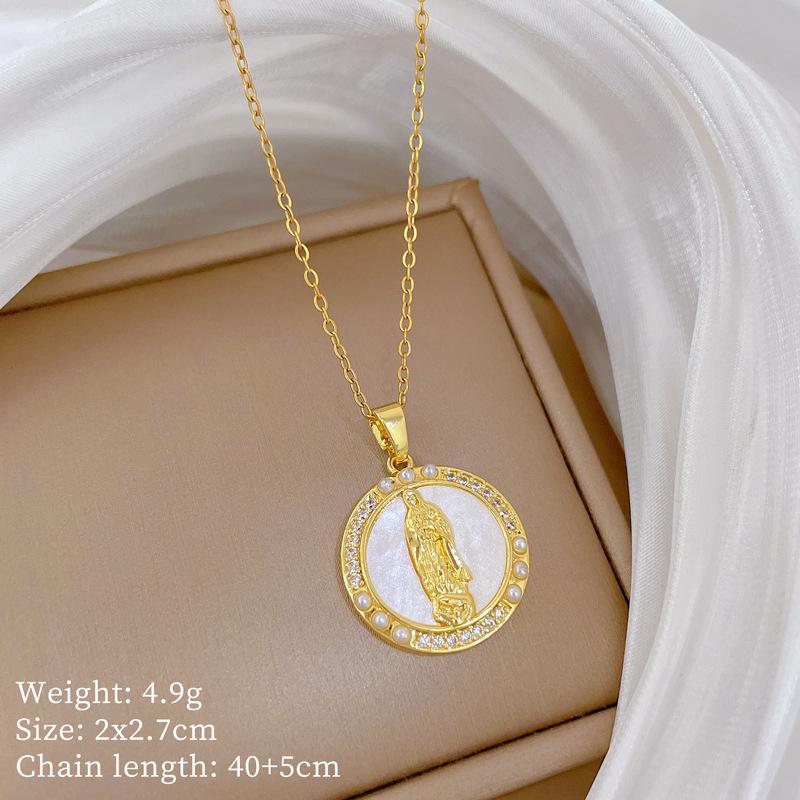 Copper Micro-Inlaid Light Luxury Fashion Personality Temperament Gorgeous Full Diamond Necklace Women'S Versatile Collarbone Chain Titanium Steel
