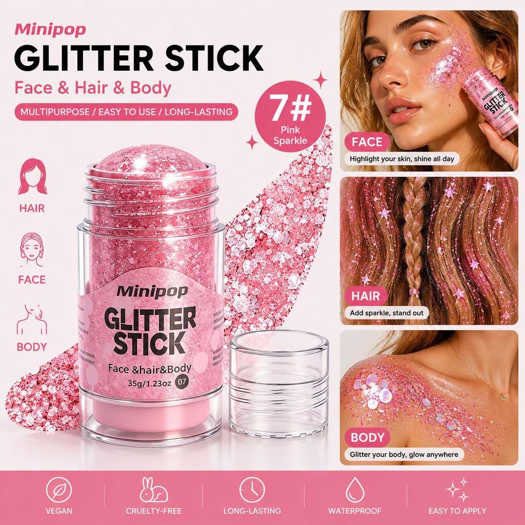 MINIPOP Body Paint Glitter Stick Face Lips Star Shimmer Festival