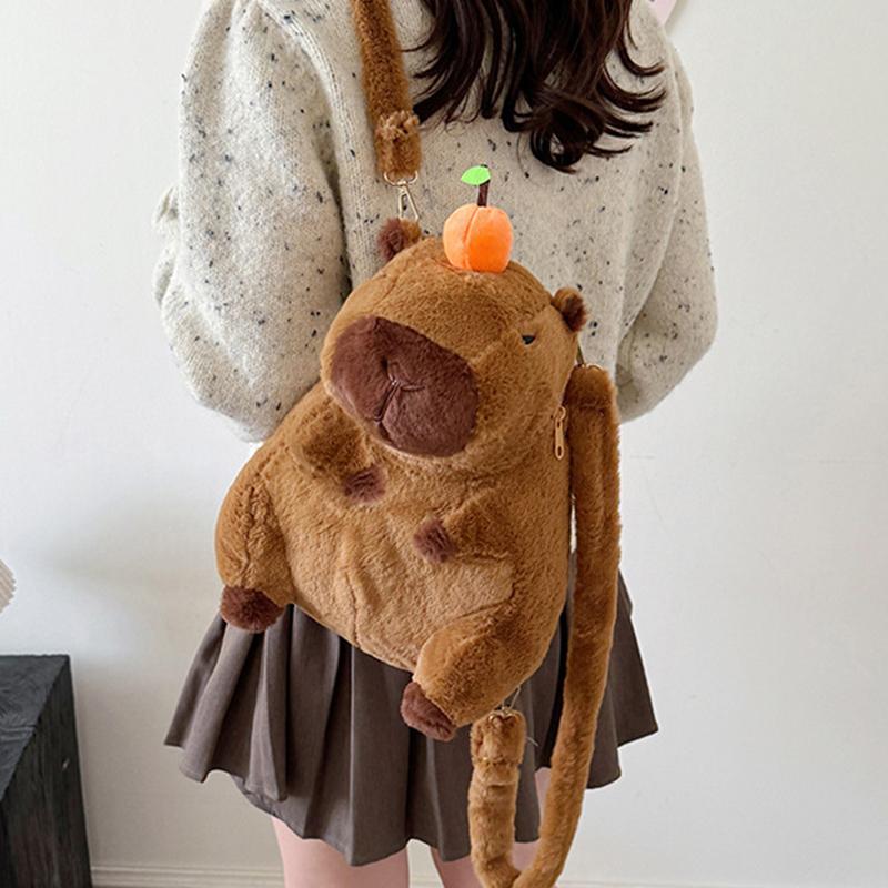 Fashionable Cute Casual Cartoon Capybara Bear Plush Backpack For Women
