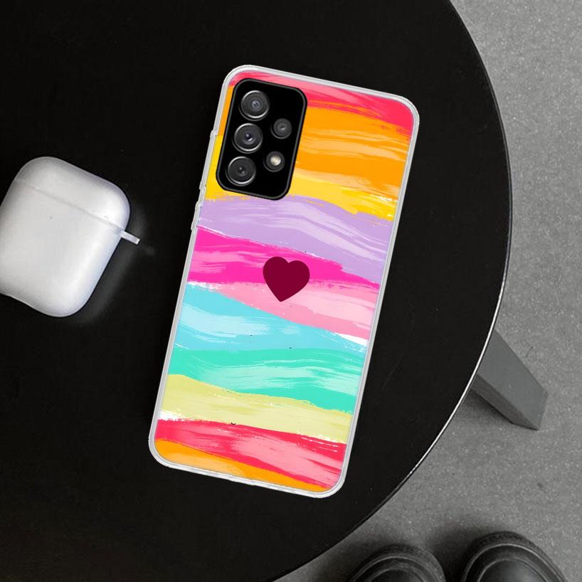 Rainbow Gradient Love Phone Case Cover for Samsung Galaxy A12 A22 A32 A52 A72 A02S A51 A50S A31 A20S A10S Note 20 Ultra 10 Plus
