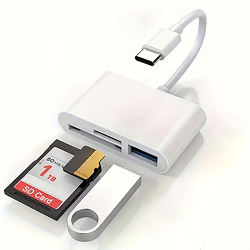 USB C To SD/TF Memory Card Reader 3-in-1 USB C Card Read Compatible With iPhone 15 Pro iPad Mac MacBook Laptop Android,PC Acc 3