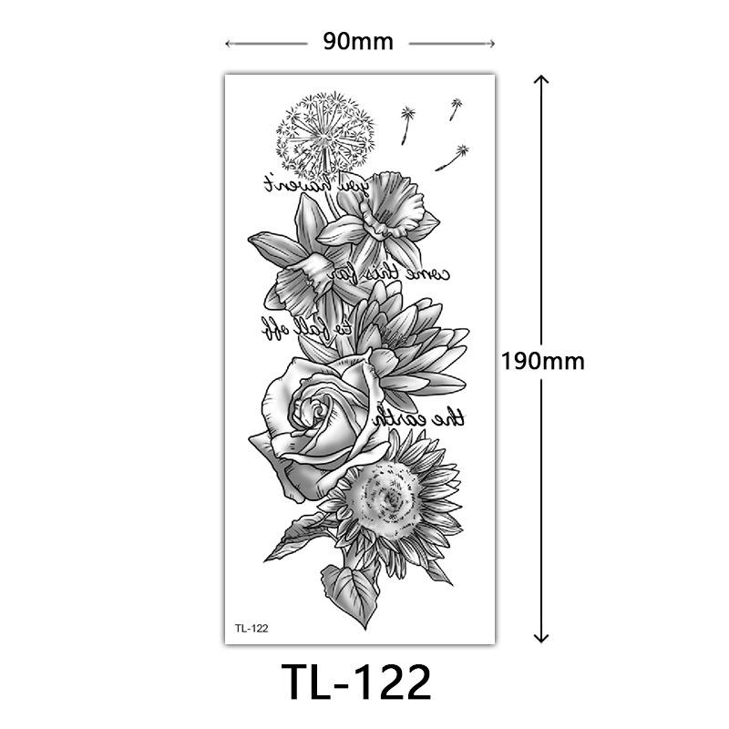 Flower Tattoo Stickers, Color Sketch Tattoo Stickers, English Letters, Wedding Photography Tattoo