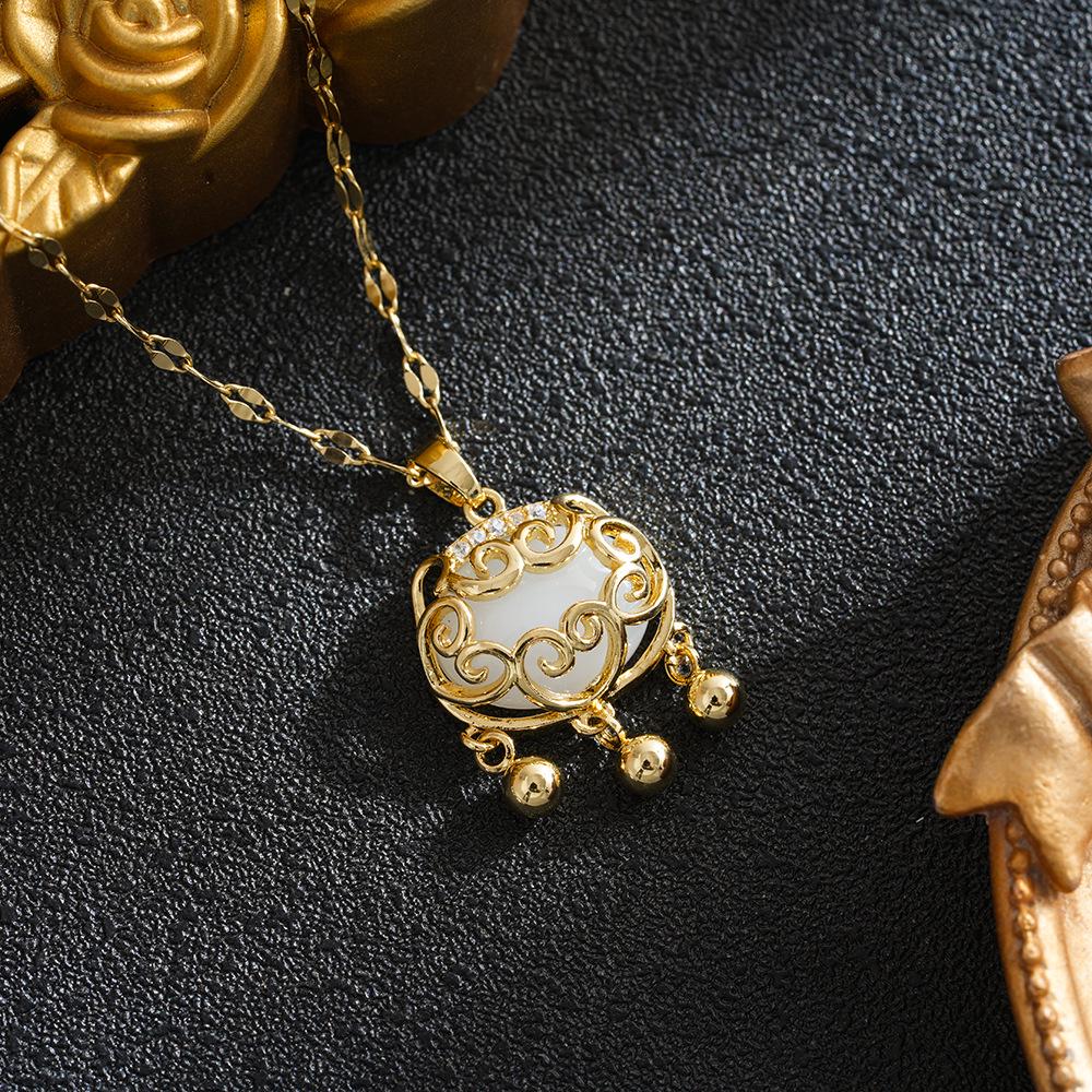 Серебряное ожерелье-замок Руйи с символом мира - Женская роскошная цепочка на ключицу и подвеска Долголетия