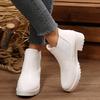Women'S Round-Headed Ankle Boots Without Lace-Up  Spring And Autumn Solid Color Classic Socks Fashion Boots Plus Size
