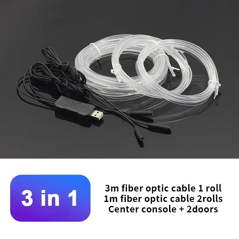 Car Interior RGB LED Atmosphere Light Strip USB Fiber Optic Neon Invisible Ambient Lamp Center Console Door Decoration Trim Neon Lights 4