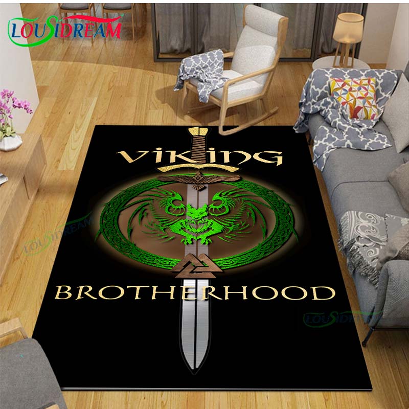 Nordic Viking Mythology Symbols Carpet Room Decor Floor Mats Bedroom Yoga Mat Photography Props Area Rug Birthday Gift
