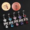 Rhinestone Body Piercing Jewelry Bow Heart Belly Button Ring Zircon Navel Ring  Party Decoration