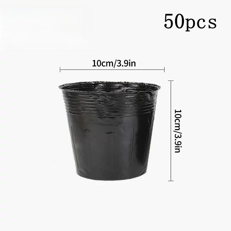 100/50Pcs Plants Nursery Pots Plastic Seeds Starter Pots W/ Holes Garden Plant Pot For Succulents Seedling Cutting Transplanting