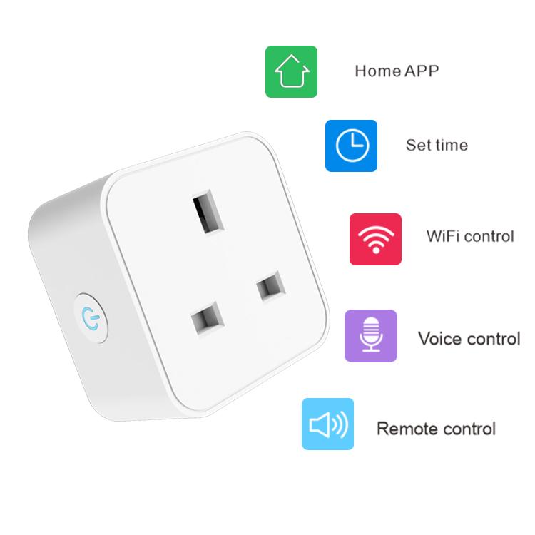 16A Tuya Smart Wifi Plug UK Wireless Control Socket Outlet with Energy Monitering Timer Function Works with Alexa Google Home