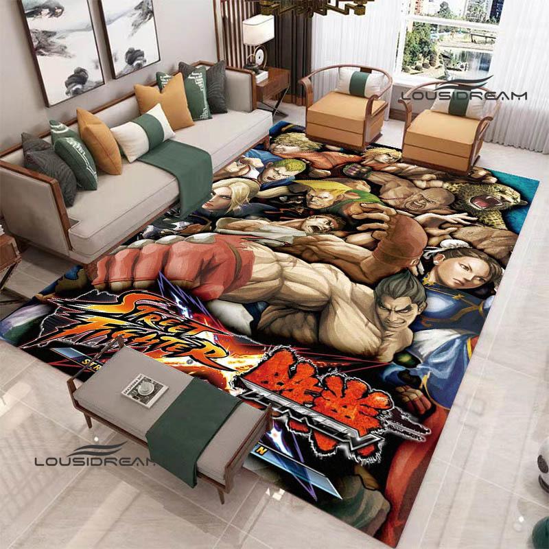 Klassisches Spiel Street Fighter Bedruckter Teppich Wohnzimmer Schlafzimmer Teppich Rutschfeste Fußmatte Foto-Requisiten Geburtstagsgeschenk