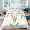 Bull Skull Bedding Set Boho Mandala Duvet Cover for Children Teens Bohemian Feather Print Comforter Cover Animal Skull Pattern