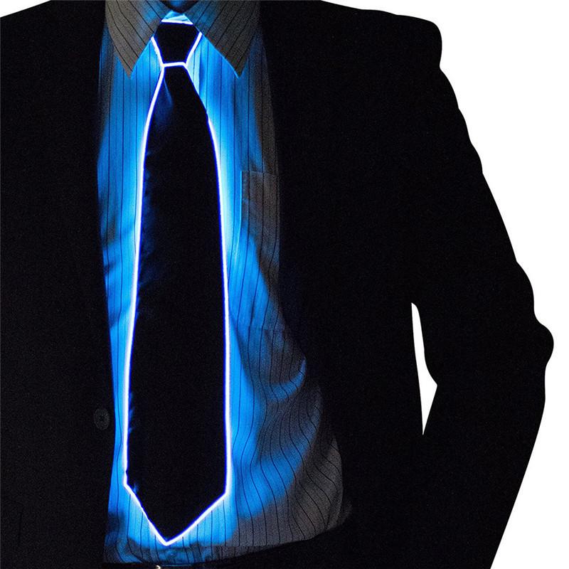 Mannen Gloeiende Stropdas EL Draad Neon LED Lichtgevend Feest Halloween Kerstmis Lichtgevende Verlichting Decoratie DJ Bar Club Podium Accessoire Kleding blue