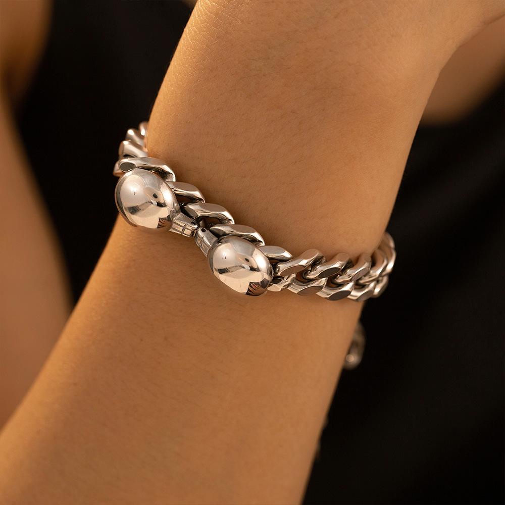 Personalized Stainless Steel Simple Texture Necklace Bracelet Light Luxury Decorative Chain Set