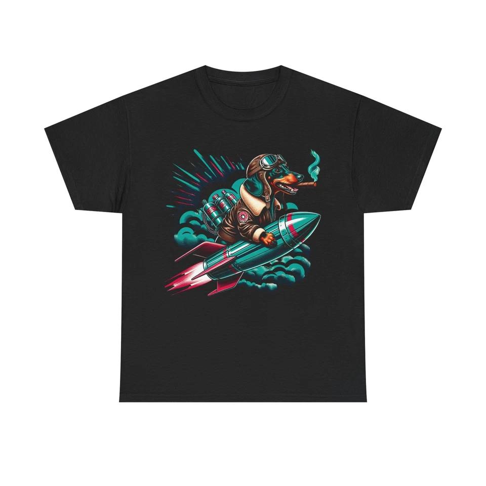 

NEW Unisex Adult T Shirt Dachshund Ace Fighter Pilot Artwork Dog Lover Retro War 4XL