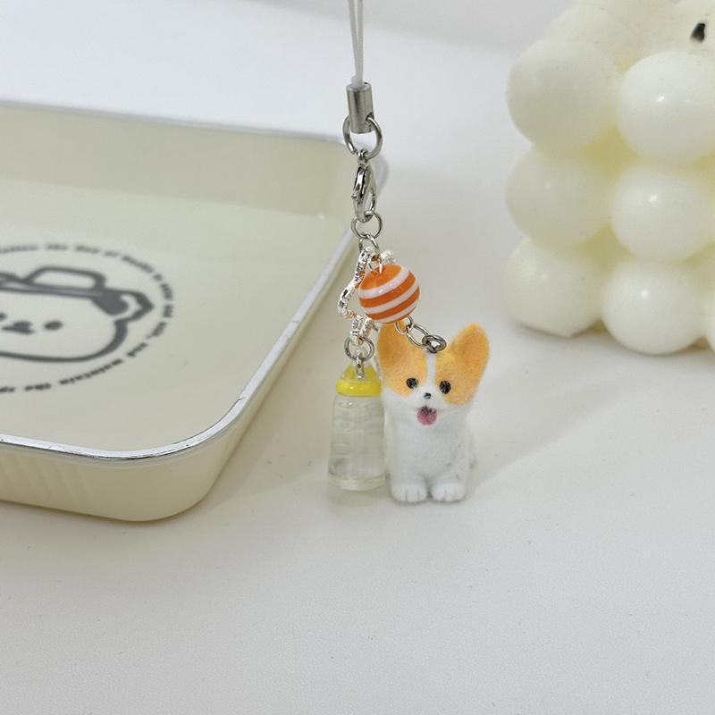 Kawaii Flocking Animal Phone Lanyard Cartoon Puppy Koala Keychain Creative Cute Keyring Bag Pendant For Couple Gifts