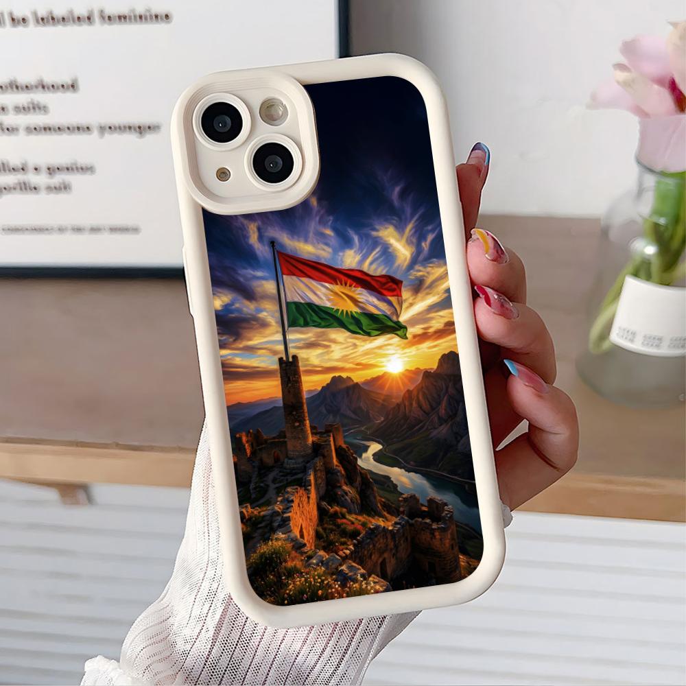 Kurdistan Flag Thicken TPU Mobile Phone Case for iPhone 17 16 15 14 13 12 11 Air Pro Max Plus Colorful Cover