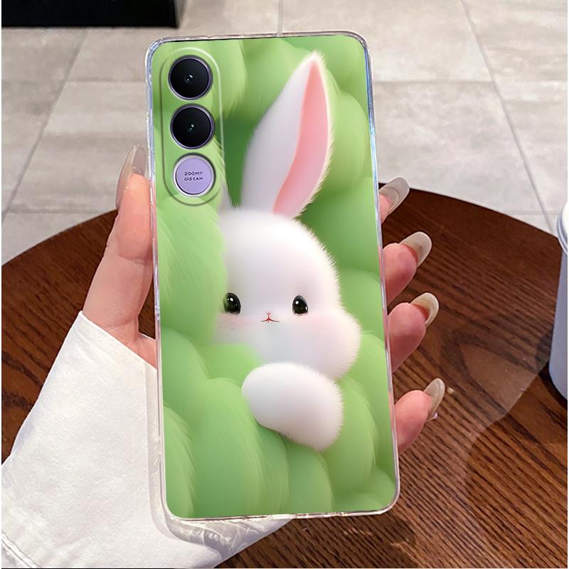 For Vivo V70 FE 5G Case V2550 Clear Luxury Cute Love Heart Rabbit Funny TPU Soft Silicone Phone Case For Vivo V70FE Back Cover
