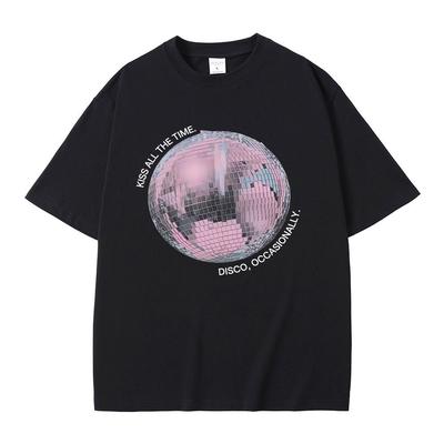 Kiss All The Time Disco Occasionally Graphic Tshirts Men Women Hip Hop Fashion Trend T Shirts Unisex Y2k Oversized Streetwear