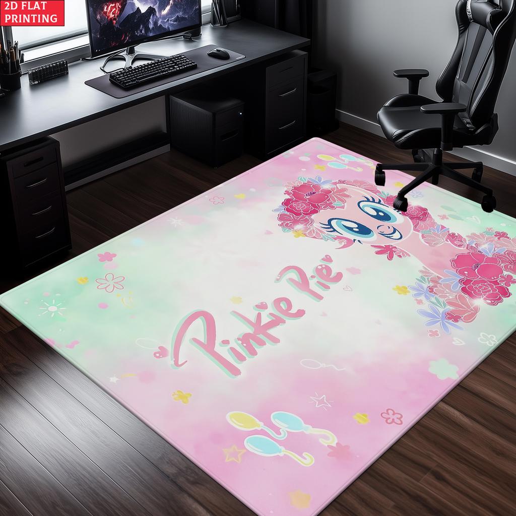 Cute Cartoon Pony Area Rug,Starry Gradient Theme Non-slip Floor Mat,Decorative Carpet for Kids Room Bedroom,Washable Home Gift