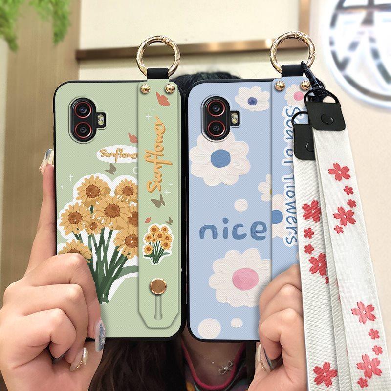 Lanyard Kickstand Phone Case For Samsung Galaxy Xcover6 Pro/SM-G736U/B Oil Painting Wristband Anti-knock Back Cover Ring