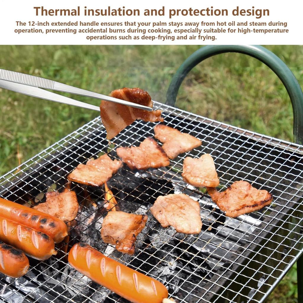 Küchenpinzette Zange Rutschfest 12-Zoll Griff Utensilien Edelstahl Pinzettenzange Zum Kochen Zum Servieren von Speisen BBQ Grillen