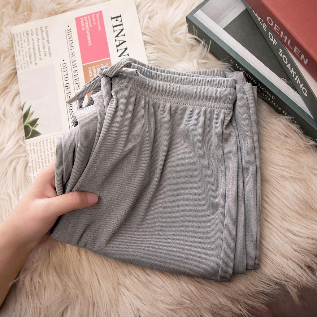 Pantaloni Larghi Estivi da Donna a Vita Alta in Seta Ghiacciata - Modellanti, Drappeggiati, Casual da Studentessa, Vestibilità Larga, Gamba Dritta Stretta.