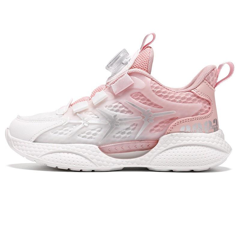 Youth Style Shoes Girls Running Shoes With Rotating Buckle Breathable Mesh Lightweight Athletic Sneakers Kids Outdoor Indoor Use
