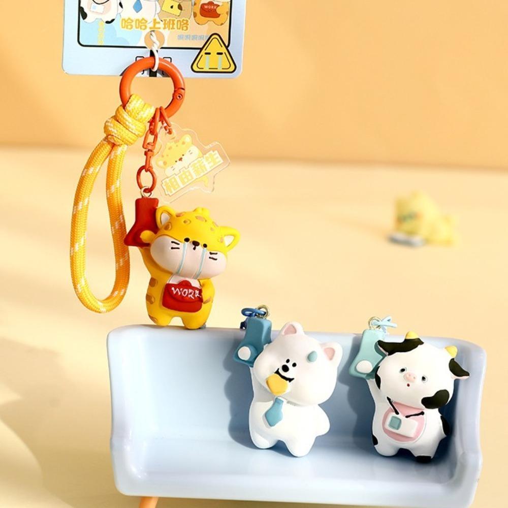 Take The Subway Series Cartoon Animals Key Chain 3D Bag Hanging Ornaments Car Key Ring  Schoolbag