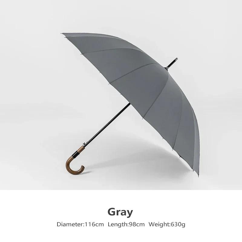 

Зонт Parachase Ветрозащитный Прочный Деревянная Длинная Ручка Роскошный Зонт Мужской Корпоративный Дождевой Зонт для Гольфа Женский 16 Спиц full-fiber&16K серый