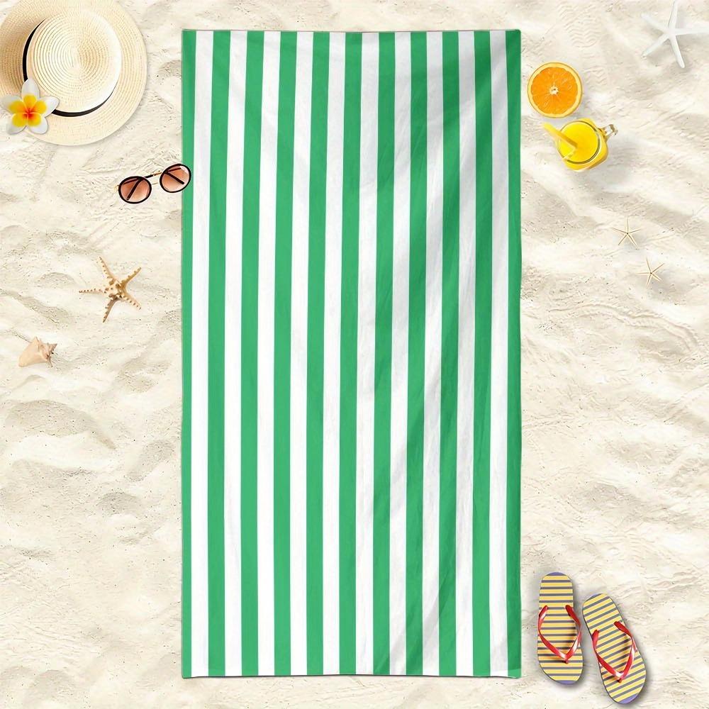 

Green & White Striped Beach Towel: Perfect for Sunny Days! Suitable for towels, bath towels, beach towels W30*H60(CM)