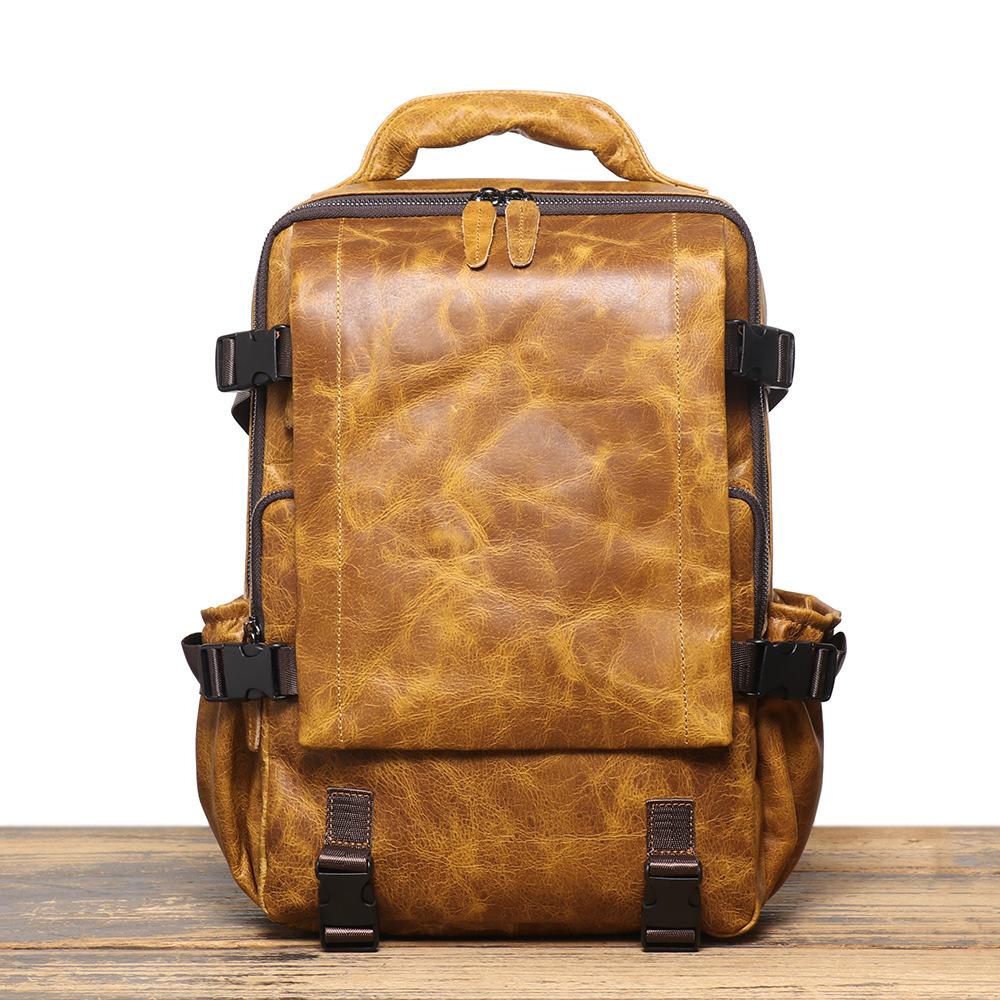 Overseas Men S Leather Travel Backpack First Layer Cowhide Large-Capacity Computer Bag Business Travel Backpack