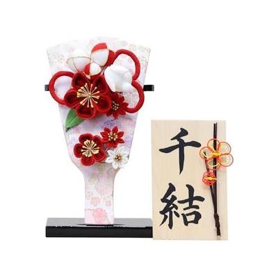 Osaka Choseido "Usagi Kanzashi" (Red) - Cute, Compact, Decorative Hagoita with Stand, Name Tag Included for First New Year