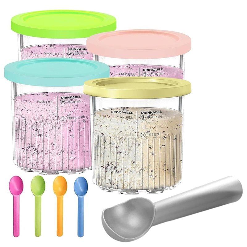 B97A-Do Ninja Creami Deluxe Serii NC500 NC501 Zamienne Pojemniki 24Oz (ok. 710 ml) - Zestaw 4 Sztuk Bez BPA Z Pokrywkami, Bezpieczne do Mycia w Zmywarce