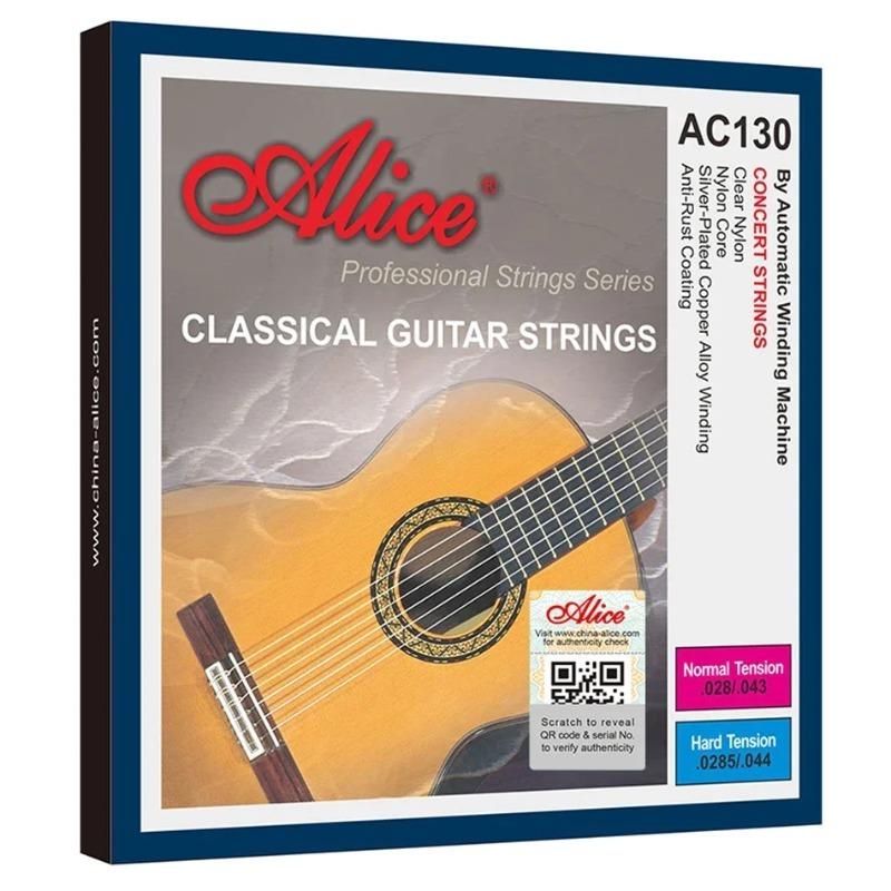 Alice AC130 Klassische Gitarrensaiten - Versilbertes Kupfer & Nylon, Hohe Spannung 6er-Satz für Reiche Resonanz