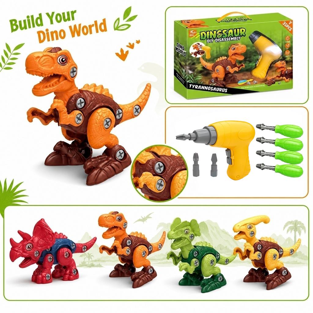 DIY Dinosaur Building Toy Set with Screwdriver and Screws Educational Assembly Kit for Kids Creative Play and Motor Skill Development