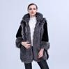 Women's Mid-Length Luxurious Hooded Faux Fox Fur Coat - New Design, Hot-Selling Socialite Style