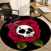 1pc Skull Rose Office Round Area Rug,  Mat Suitable For Office, Under Office Chairs Bedroom Living Room Home Decor, Room Deco
